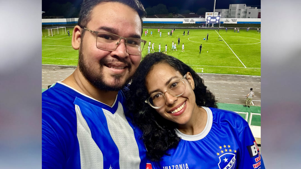 Ramon Villacorta – São Rimundo-RR 2×2 Paysandu Ramon Villacorta e a esposa Sara Medrado
